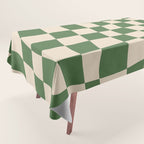 Retro Forest Green checkered Tablecloth Gallery Image 1
