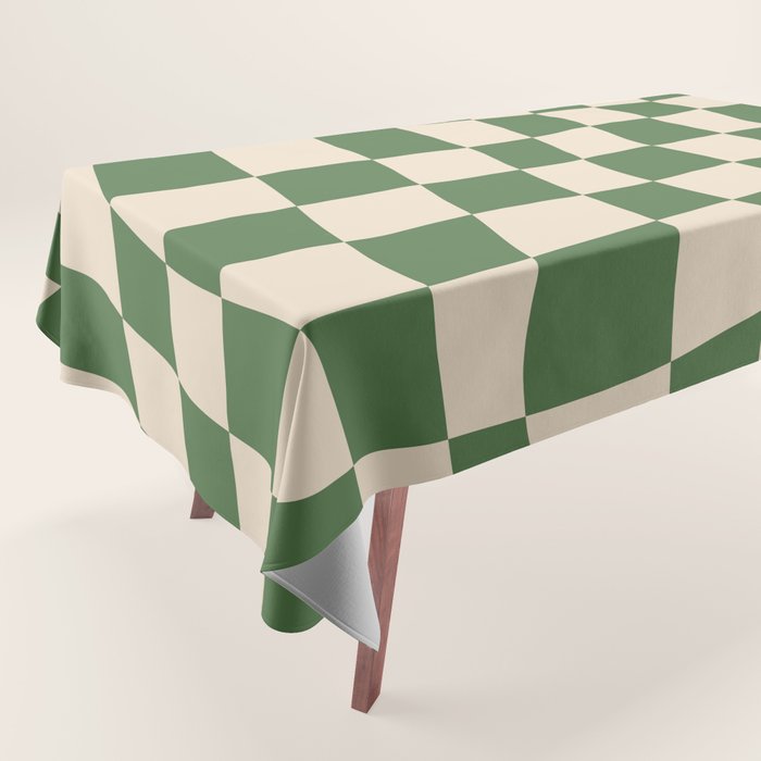 Retro Forest Green checkered Tablecloth Gallery Image 1