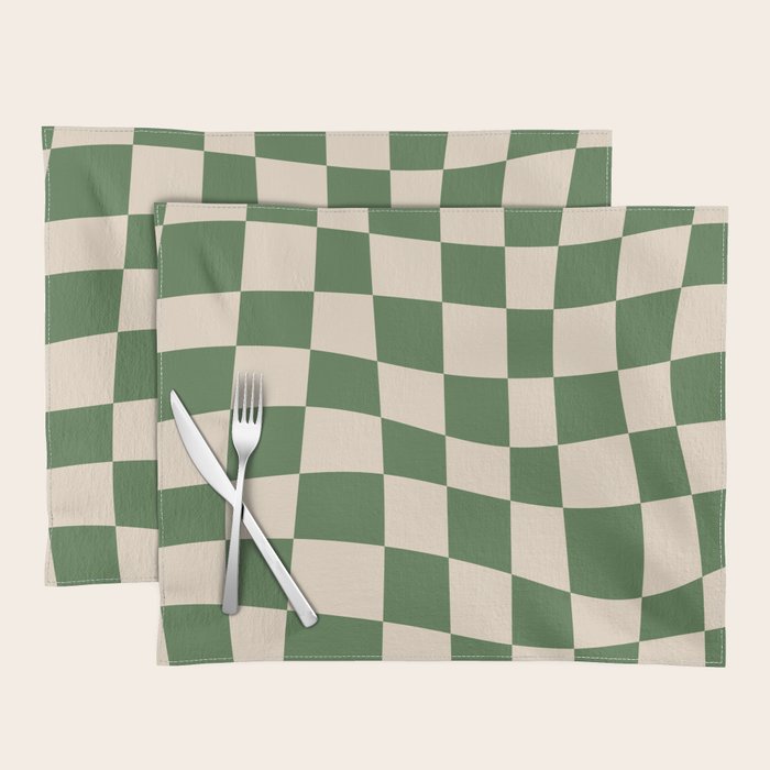 Retro Forest Green checkered Placemat Gallery Image 1