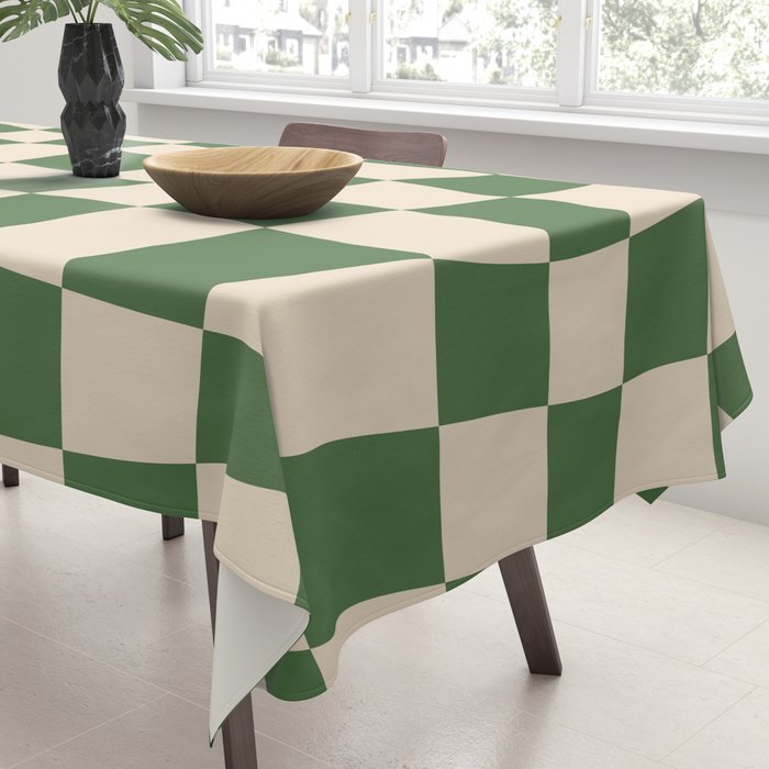 Retro Forest Green checkered Tablecloth Gallery Image 3