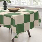 Retro Forest Green checkered Tablecloth Gallery Image 3
