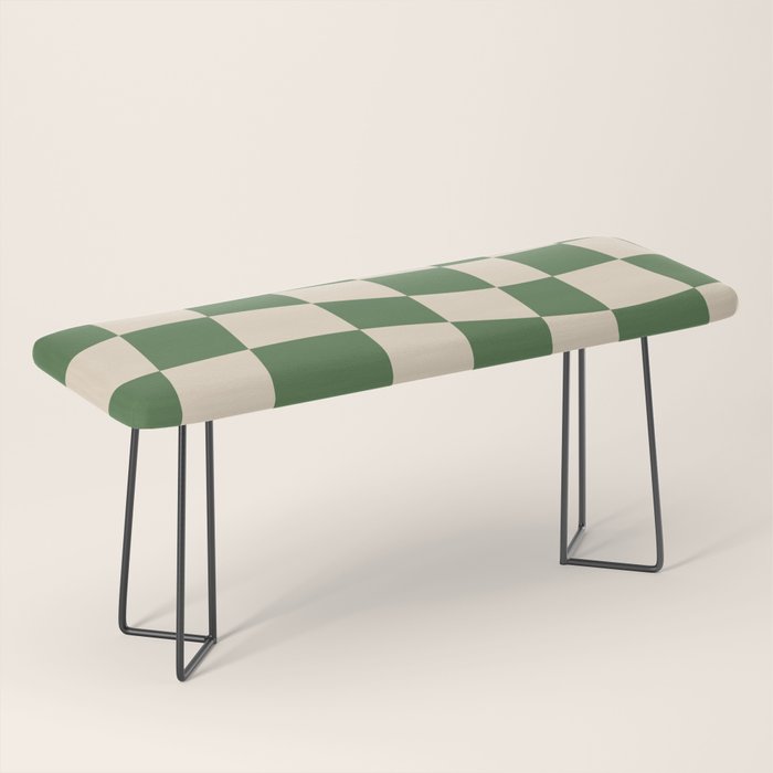 Retro Forest Green checkered Bench Gallery Image 1