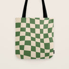 Retro Forest Green checkered Tote Bag Gallery Image 1