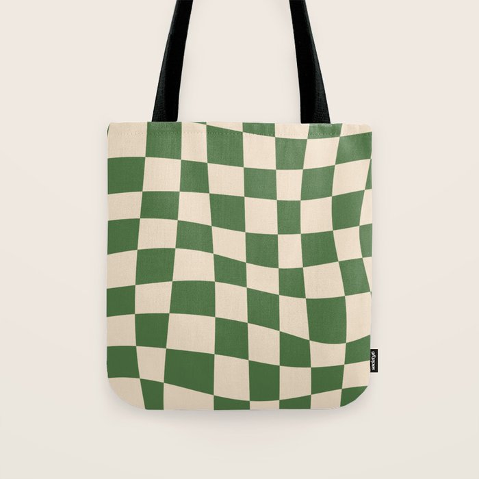 Retro Forest Green checkered Tote Bag Gallery Image 1