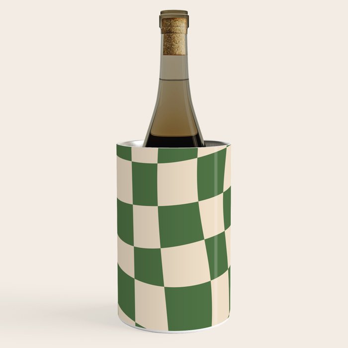 Retro Forest Green checkered Wine Chiller Gallery Image 3