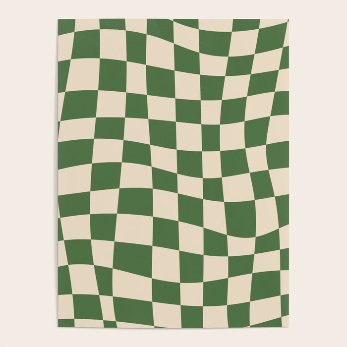 Retro Forest Green checkered Poster Gallery Image 1