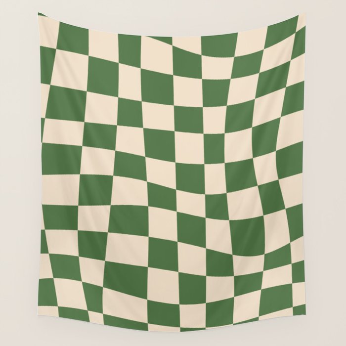 Retro Forest Green checkered Wall Tapestry Gallery Image 4
