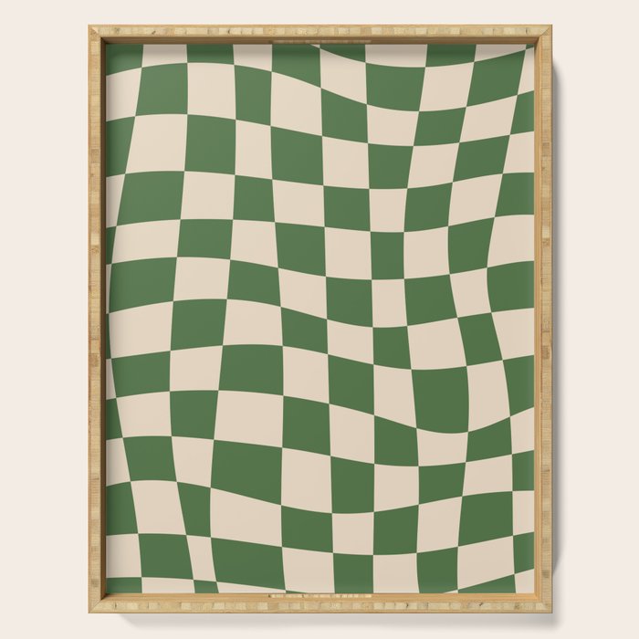 Retro Forest Green checkered Serving Tray Gallery Image 1