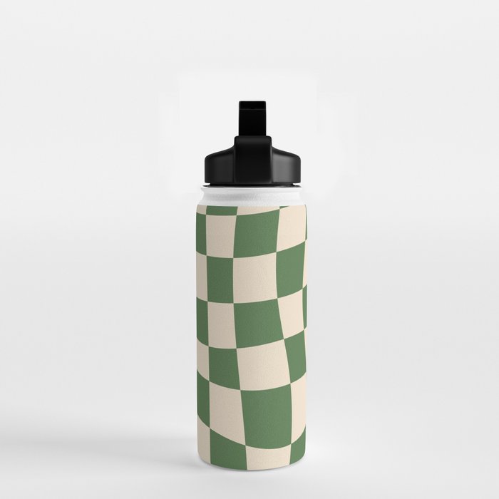 Retro Forest Green checkered Water Bottle Gallery Image 2