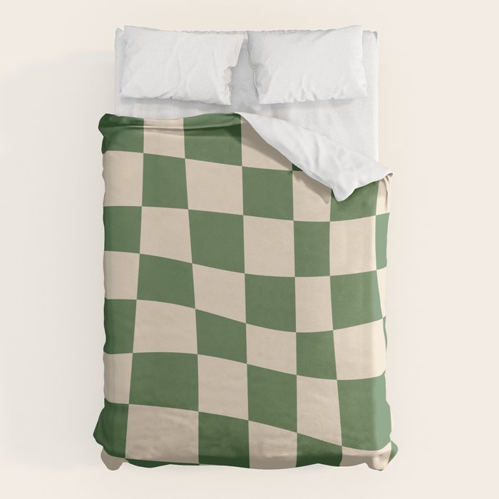 Retro Forest Green checkered Duvet Cover Gallery Image 6