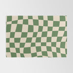 Retro Forest Green checkered Rug Gallery Image 2