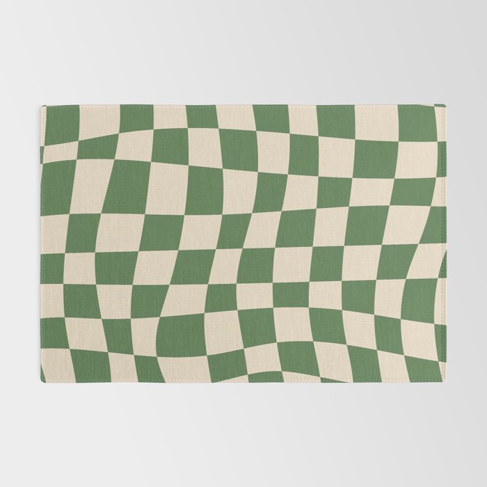 Retro Forest Green checkered Rug Gallery Image 2