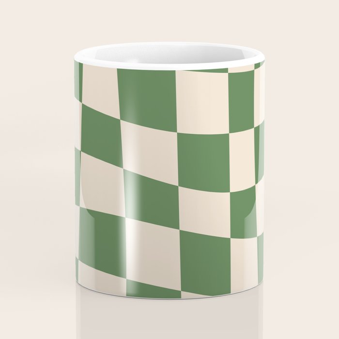 Retro Forest Green checkered Coffee Mug Gallery Image 4