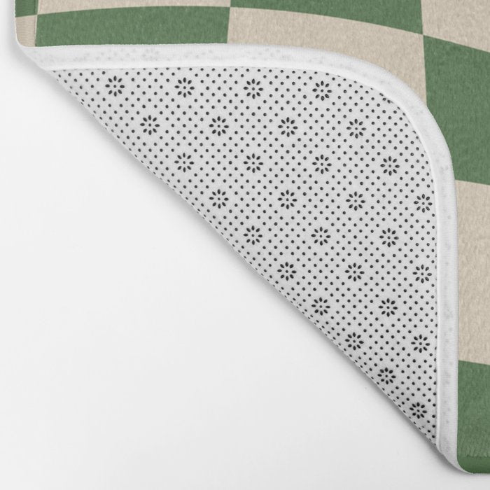 Retro Forest Green checkered Bath Mat Gallery Image 2