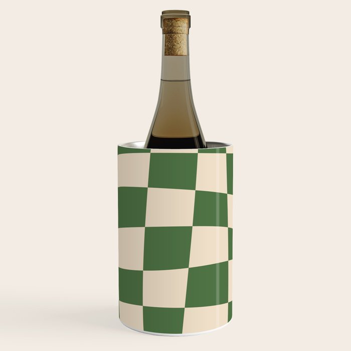 Retro Forest Green checkered Wine Chiller Gallery Image 2