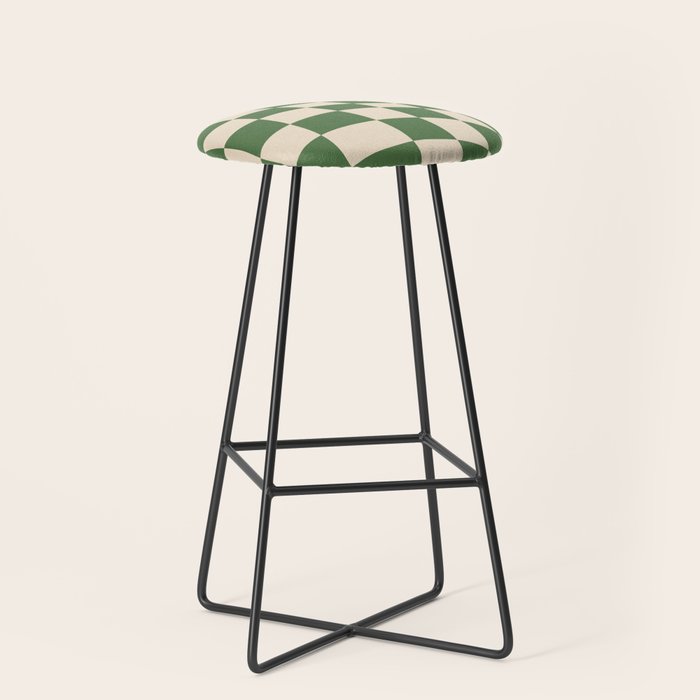 Retro Forest Green checkered Stool Gallery Image 1