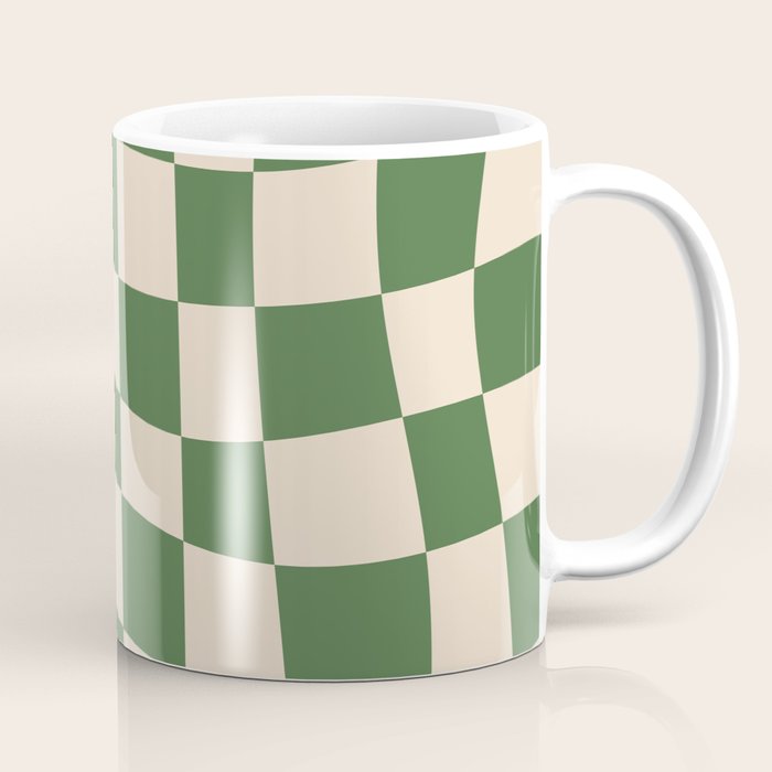 Retro Forest Green checkered Coffee Mug Gallery Image 1