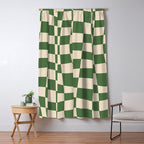 Retro Forest Green checkered Window Curtain Gallery Image 5