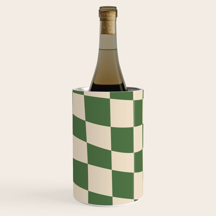 Retro Forest Green checkered Wine Chiller Gallery Image 1