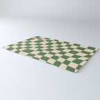 Retro Forest Green checkered Rug Gallery Image 3