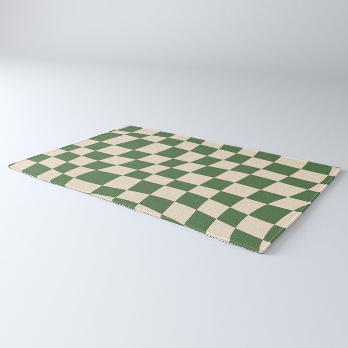 Retro Forest Green checkered Rug Gallery Image 3