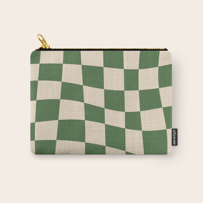 Retro Forest Green checkered Carry All Pouch Gallery Image 1