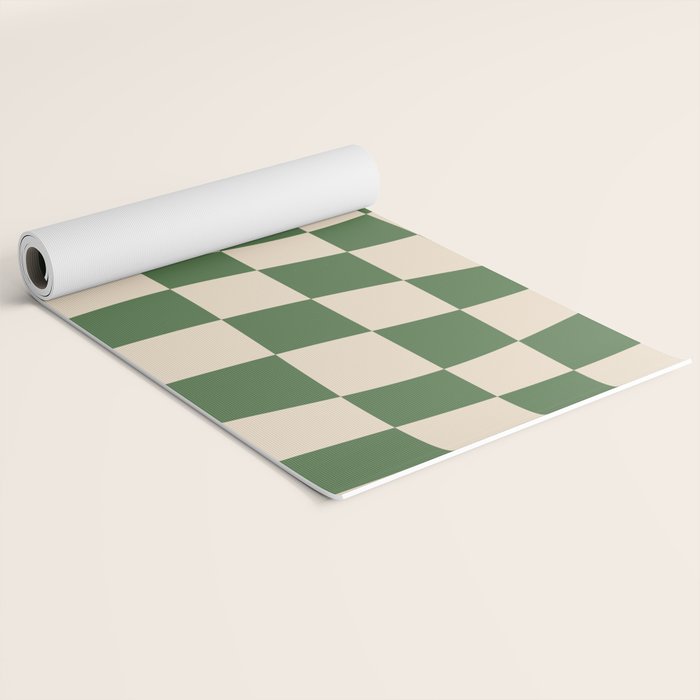 Retro Forest Green checkered Yoga Mat Gallery Image 2