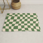 Retro Forest Green checkered Rug Gallery Image 1