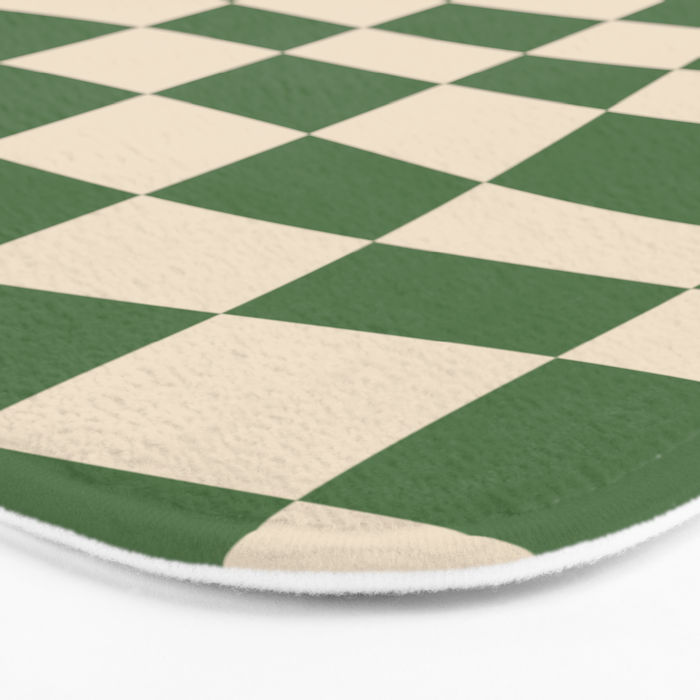 Retro Forest Green checkered Bath Mat Gallery Image 3