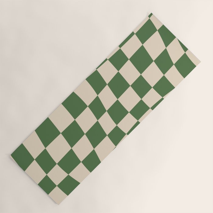 Retro Forest Green checkered Yoga Mat Gallery Image 1