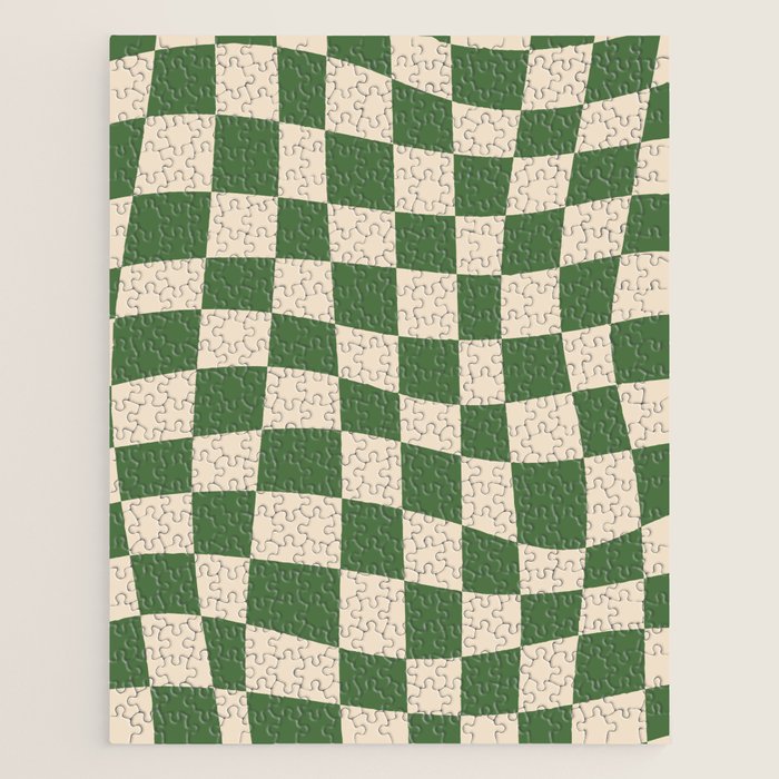 Retro Forest Green checkered Jigsaw Puzzle Gallery Image 1