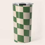 Retro Forest Green checkered Travel Mug Gallery Image 1