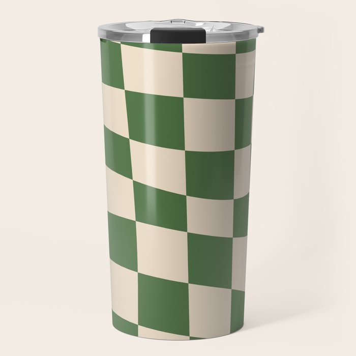 Retro Forest Green checkered Travel Mug Gallery Image 1