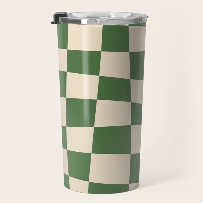 Retro Forest Green checkered Travel Mug Gallery Image 3