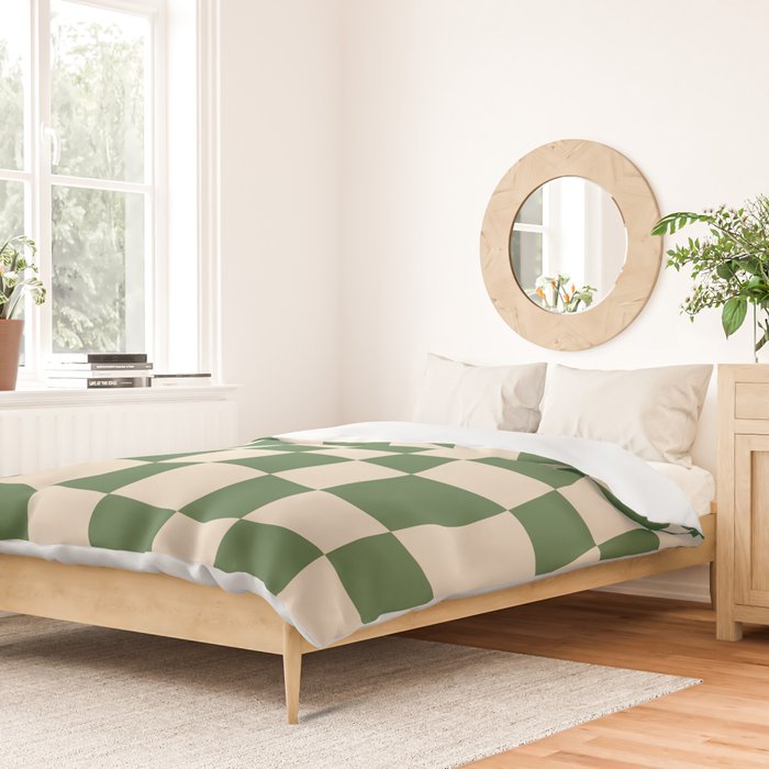 Retro Forest Green checkered Duvet Cover Gallery Image 2