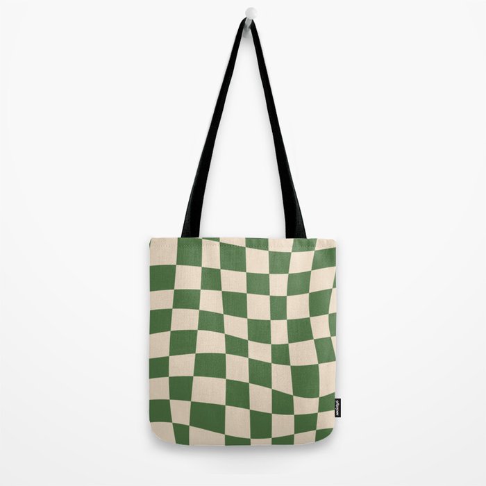 Retro Forest Green checkered Tote Bag Gallery Image 2