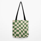 Retro Forest Green checkered Tote Bag Gallery Image 2