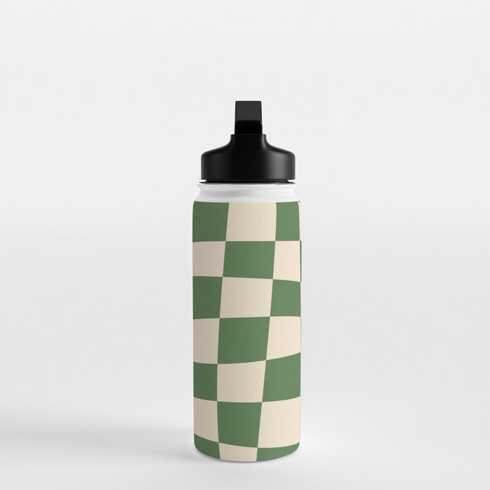 Retro Forest Green checkered Water Bottle Gallery Image 3