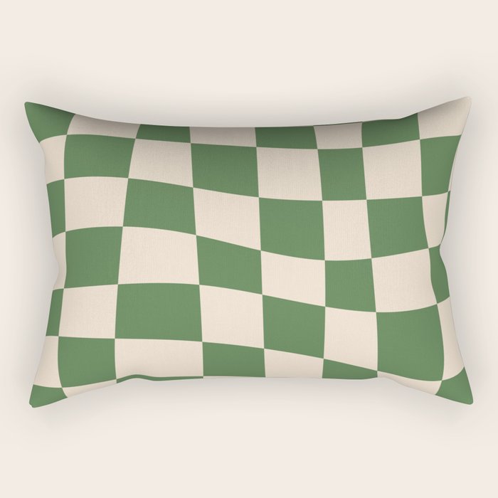 Retro Forest Green checkered Rectangular Pillow Gallery Image 1
