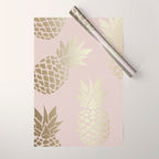 Glam, Pineapple Art, Pink Aesthetic with Gold Wrapping Paper Gallery Image 1