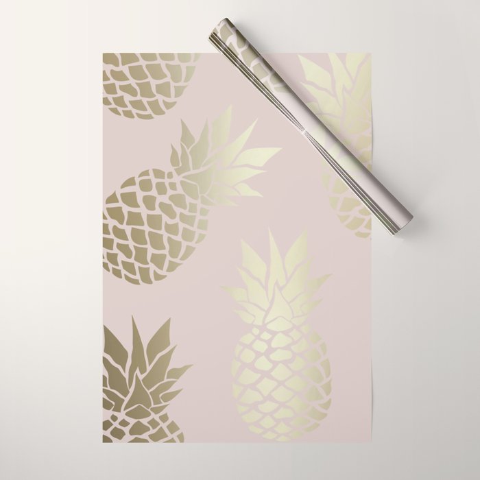 Glam, Pineapple Art, Pink Aesthetic with Gold Wrapping Paper Gallery Image 1