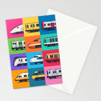 World Trains Grid Pattern Stationery Card Gallery Image 2
