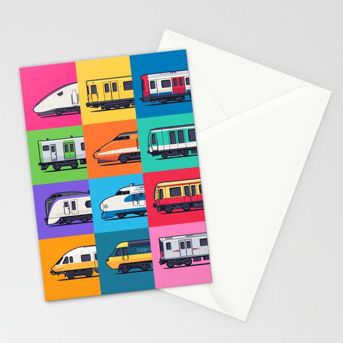 World Trains Grid Pattern Stationery Card Gallery Image 2