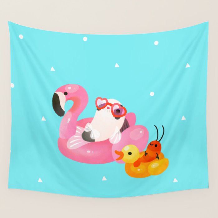 Cory cats in the swimming pool 2 Wall Tapestry Gallery Image 4