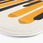 Mid Century Modern Abstract Painting Antique Yellow Black Bumble Bee Stripes Bath Mat Gallery Image 3