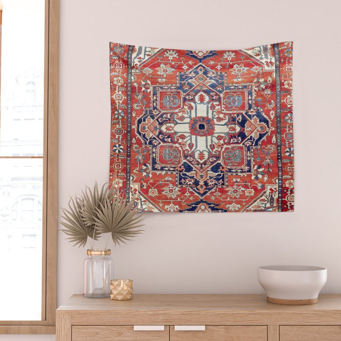 Heriz Azerbaijan Northwest Persian Rug Print Wall Tapestry Gallery Image 2
