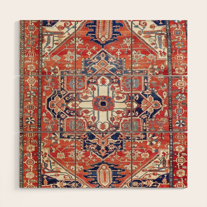 Heriz Azerbaijan Northwest Persian Rug Print Wood Wall Art Gallery Image 1