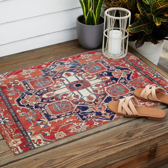 Heriz Azerbaijan Northwest Persian Rug Print Outdoor Rug Gallery Image 2