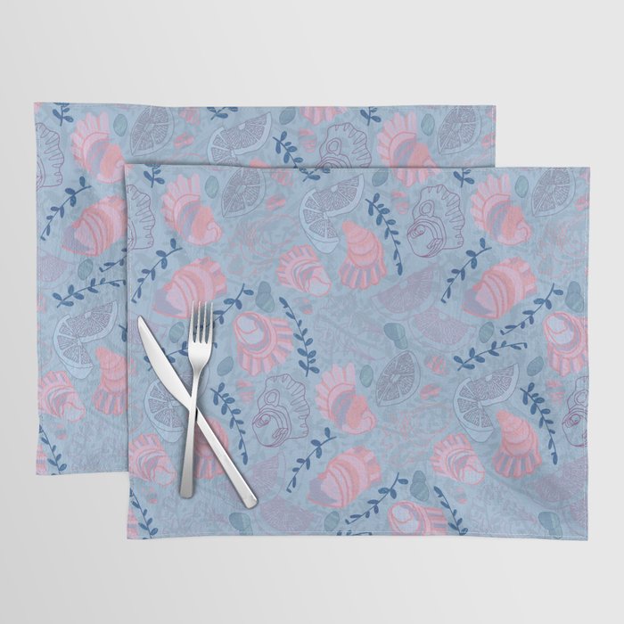 Coastal Oysters on the Beach in Sea Blue & Lavender Placemat Gallery Image 1