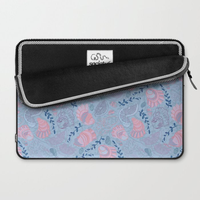 Coastal Oysters on the Beach in Sea Blue & Lavender Laptop Sleeve Gallery Image 2
